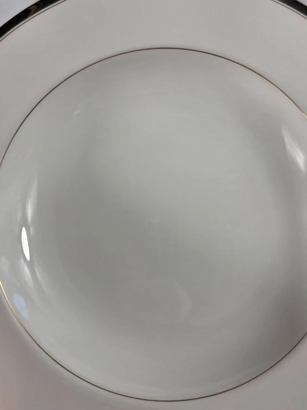 ONE Mikasa Academy Bone China Rim Soup Bowl White with Black & Gold Band NEW
